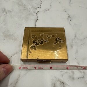 Vintage Goldtone Flower Embossed Cigarette Case Compact - Missing Mirror